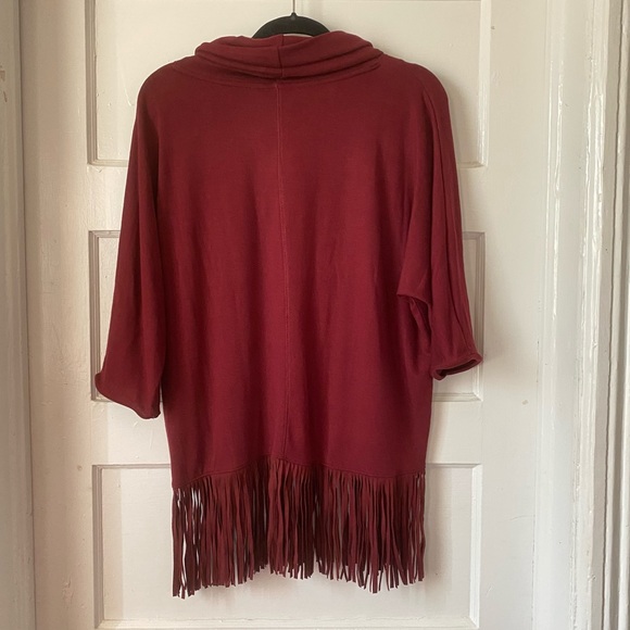 Maroon Turtleneck Sweater Tassel by Terre Blue Size Medium 3/4 Sleeve Tunic NWT - Picture 8 of 10